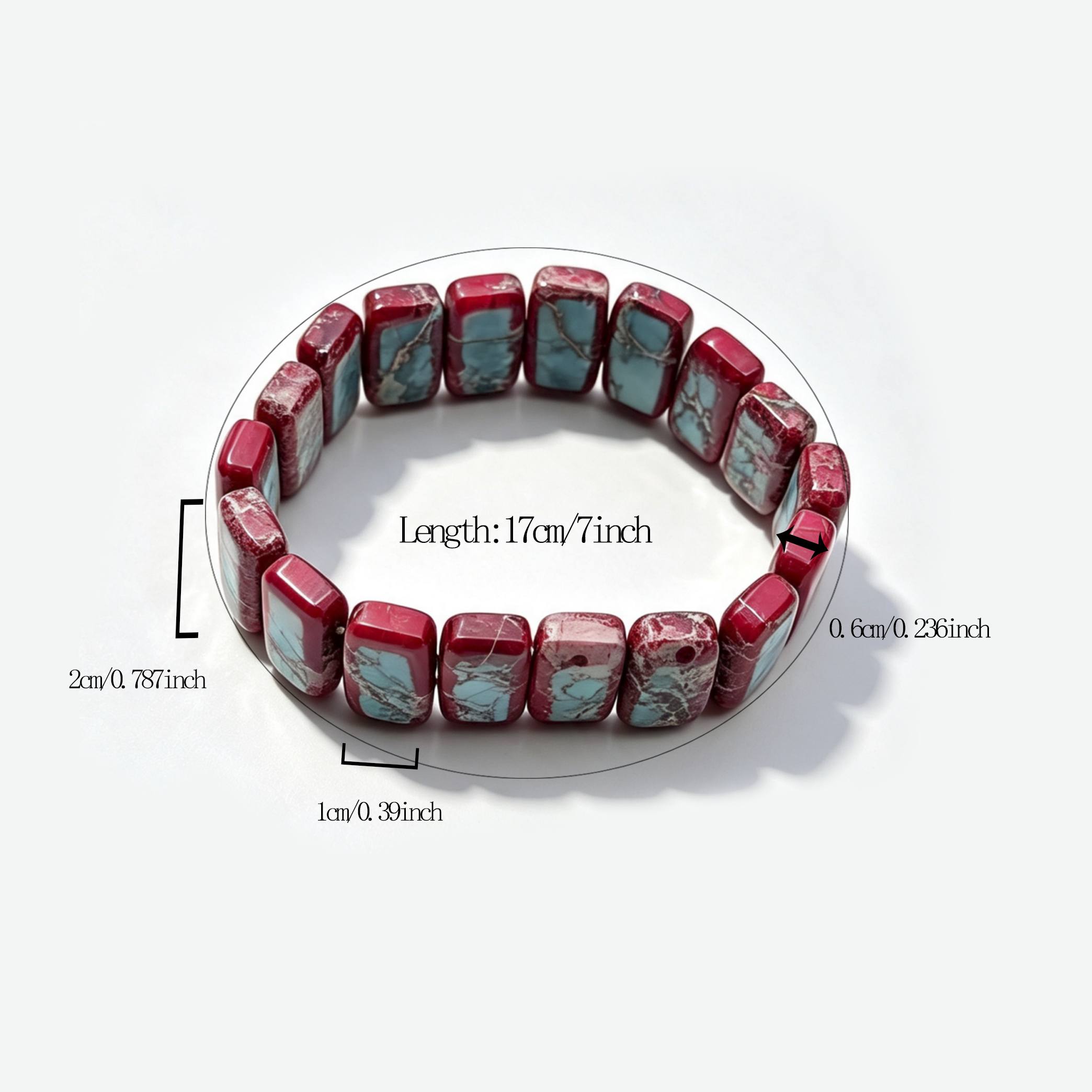 Handmade Red & Blue Spinel Retro Texture Bracelet, Halloween Gift